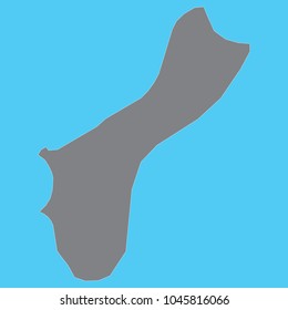 Guam map on blue background vector, Guam Map Outline Shape Gray on White Vector Illustration, High detailed Gray illustration map Guam..blue background.