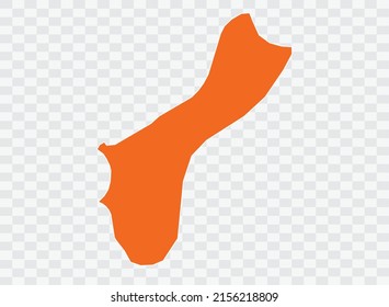 Mapa de Guam color naranja en la ilustración del fondo blanco eps 10