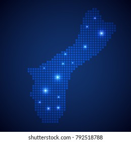 Guam map page symbol for your web site design Guam map logo, app, UI. Wire frame 3D mesh polygonal network line, design sphere, dot and structure. Guam map.vector illustration eps 10