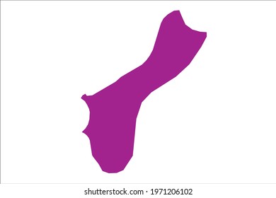 Guam Map pink Color on White Backgound