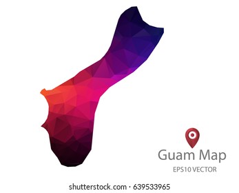 guam map polygon colorful vector eps10