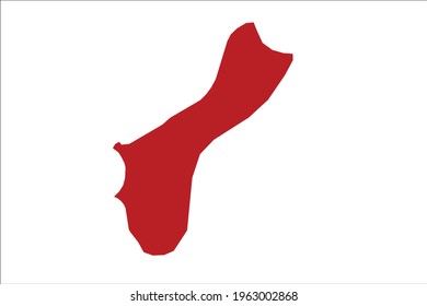 Guam Map Red Color on White Backgound
