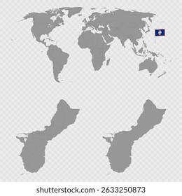 Mapa de Guam com localização mundial.