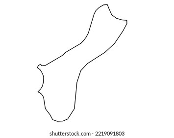 Guam Map shadow in minimal line outline thin shape isolated vector illustration