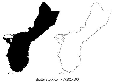 Guam map vector illustration, scribble sketch Guam Island