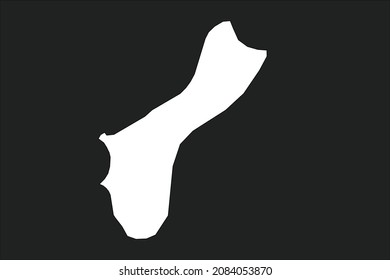 Guam map White Color on black Background