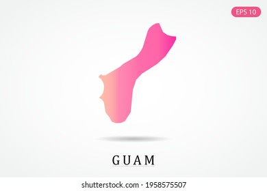 Guam Map - World Map International vector template with Pink gradient color isolated on white background - Vector illustration eps 10