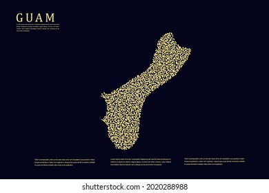 Guam Map - World Map International vector template with Gold grid on dark background for banner, website, infographic, education - Vector illustration eps 10