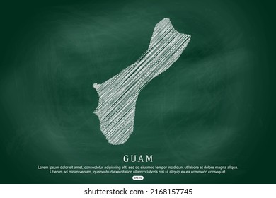 Guam Map - World Map International vector template with white outline graphic sketch and old school style  isolated on Green Chalkboard background - Vector illustration eps 10