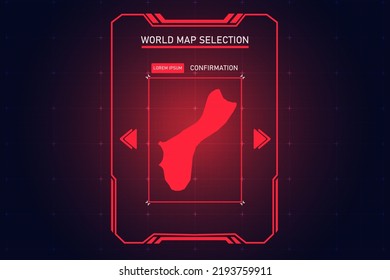 Mapa de Guam - Mapa Mundial Plantilla vectorial Internacional con Color Rojo en el estilo de perspectiva y HUD, GUI, interfaz de interfaz de usuario aislada en el fondo negro para el diseño - Ilustración vectorial eps 10