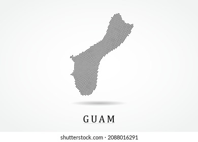 Guam Map - World map vector template with Black dots, grid, grunge, halftone style isolated on white background for education, infographic, design - Vector illustration eps 10