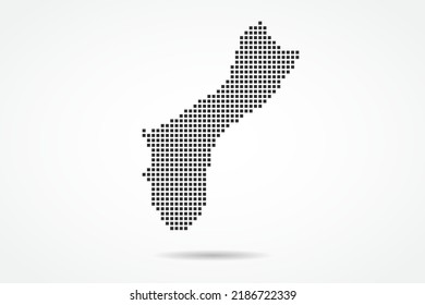 Guam Map - World map vector template with Black pixel, grid, grunge, halftone style isolated on white background for education, infographic, design, banner - Vector illustration eps 10