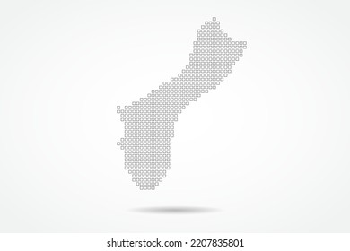 Guam Map - World map vector template with square pixel thin black and outline sketch style isolated on white background for education, infographic, design - Vector illustration eps 10