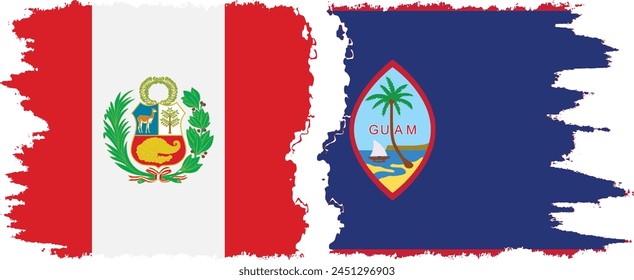 Guam and Peru grunge flags connection, vector