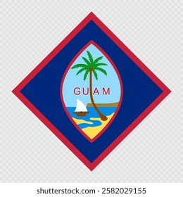 Guam rhombus flag. Vector illustration.