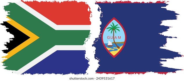 Guam and South Africa grunge flags connection, vector