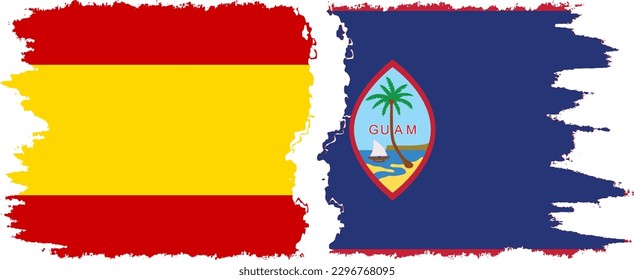 Guam and Spain grunge flags connection, vector