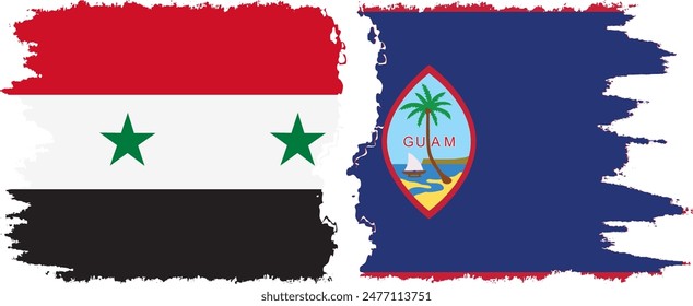 Guam und Syrien Grunge Flaggen Verbindung, Vektorgrafik