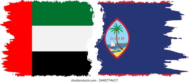 Guam and United Arab Emirates grunge flags connection, vector
