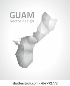 Guam vector polygonal modern grey and silver map of America