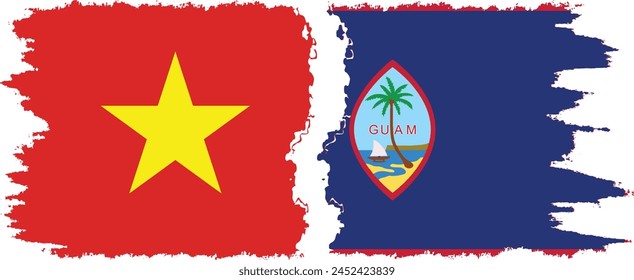 Guam and Vietnam grunge flags connection, vector