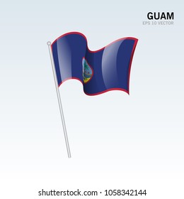 Guam waving flag isolated on gray background