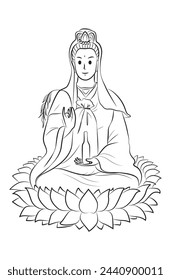 Guan Yin Kwan Im Cartoon Illustration