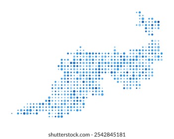 Guana Island Mapa de puntos. Forma de límite de estilo digital. Imagen del Vector de Guana Island. Puntos circulares azules. Ilustración vectorial con estilo.