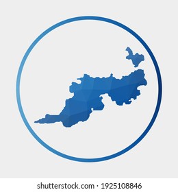 Guana Island icon. Polygonal map in gradient ring. Round low poly Guana Island sign. Vector illustration.