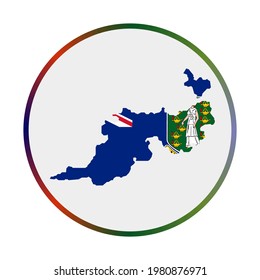 Icono de la isla Guana. Forma del mapa con la bandera de la isla de Guana. Signo redondeado con anillo degradado de colores de bandera. Ilustración vectorial radiante.