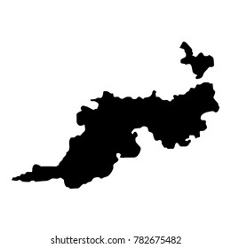 Guana Island map vector illustration. Black outline of the island, isolated on white background.
