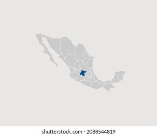 Guanajuato Highlighted on Mexico Map Eps 10