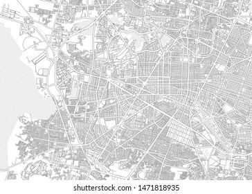 León, Guanajuato, Mexico, bright outlined vector map with bigger and minor roads and steets created for infographic backgrounds.