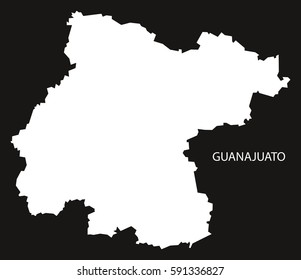 Guanajuato Mexico Map black inverted silhouette