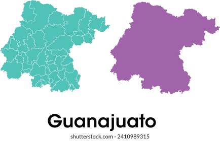 Guanajuato state map in mexico