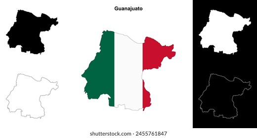 Guanajuato state outline map set