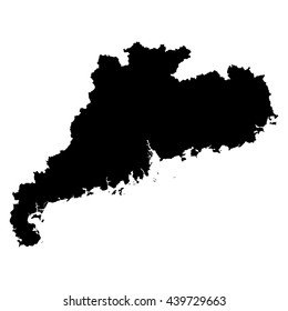 Guangdong black map on white background vector