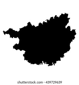 Guangxi black map on white background vector
