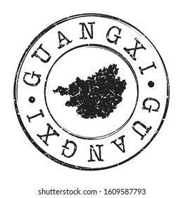 Guangxi China Map Postmark. Silhouette Postal Passport. Stamp Round Vector Icon. Vintage Postage Design.
