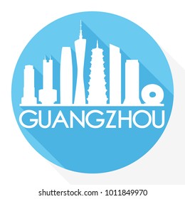 Guangzhou China Asia Flat Icon Skyline Silhouette Design City Vector Art Famous Buildings.