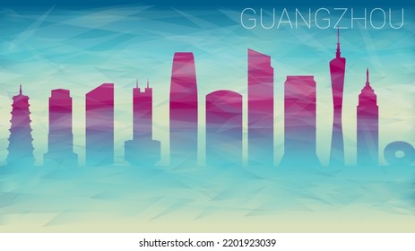 Guangzhou China City. Banner Design. City Skyline. Silhouette Vector. Famous Monuments.