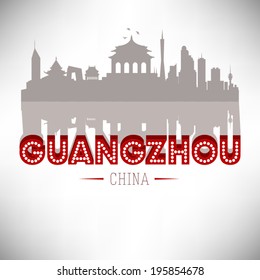 Guangzhou China, vector illustration.