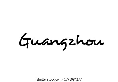 Guangzhou city handwritten text word hand lettering. Calligraphy text. Typography in black color