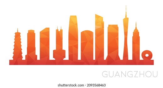 Guangzhou, Guangdong Province, China Low Poly Skyline Clip Art City Design. Geometric Polygon Graphic Horizon Icon. Vector Illustration Symbol.