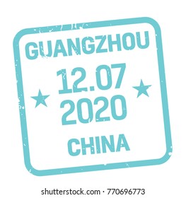Guangzhou postage stamp. Realistic looking stamp with city name.