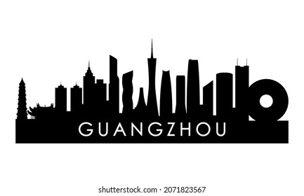 Guangzhou skyline silhouette. Black Guangzhou city design isolated on white background. 