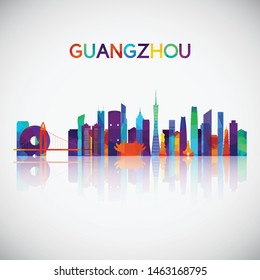 Guangzhou skyline silhouette in colorful geometric style. Symbol for your design. Vector illustration.