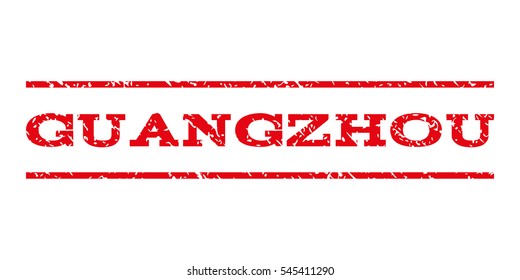 Guangzhou watermark stamp. Text caption between horizontal parallel lines with grunge design style. Rubber seal stamp with dust texture. Vector intensive red color ink imprint on a white background.