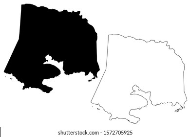 Guanica municipality (Commonwealth of Puerto Rico, Porto Rico) map vector illustration, 