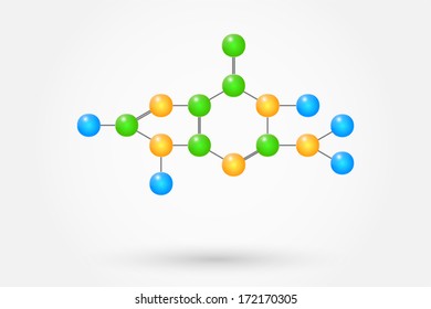 Guanine Molecule Chemical Formula Component Of The Dna